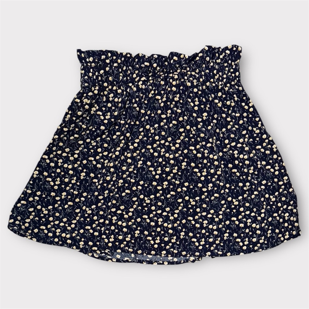Blue Ditsy Floral Paperbag Waist Skirt size Medium